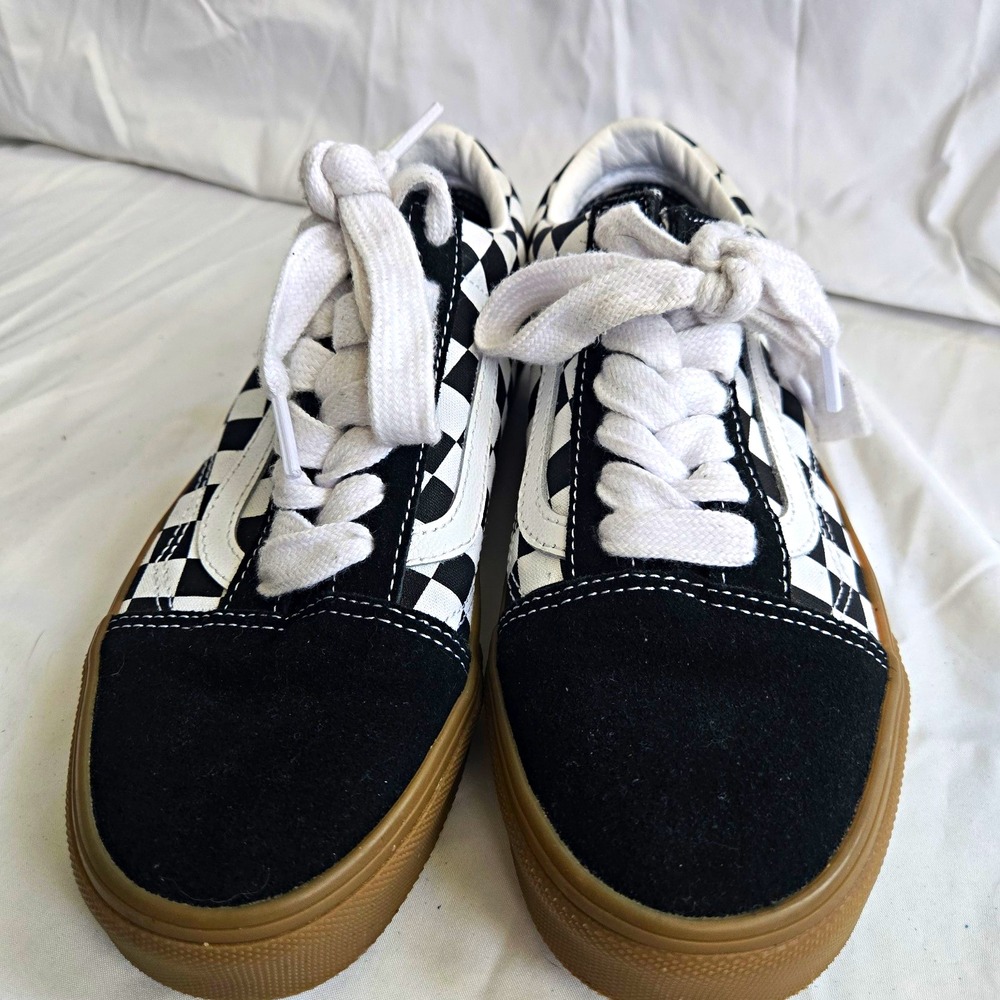 VANS Old Skool Black White Checkerboard Low Top Gum Sole Sneakers Mens 5.5